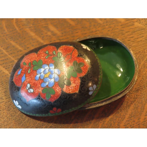 261 - Oval Form Cloisonne Decorated Dish with Cover Approximately 5 Inches Wide