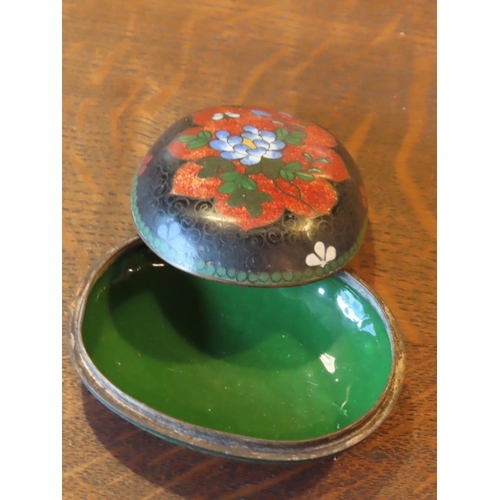 261 - Oval Form Cloisonne Decorated Dish with Cover Approximately 5 Inches Wide