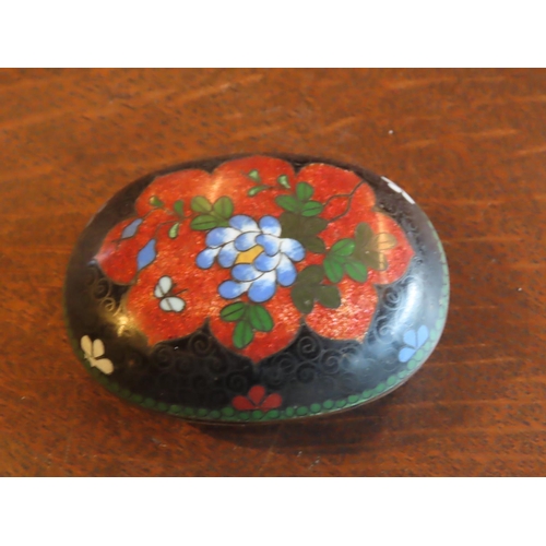 261 - Oval Form Cloisonne Decorated Dish with Cover Approximately 5 Inches Wide