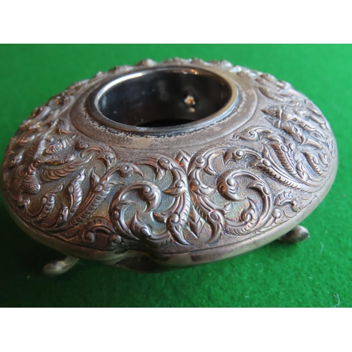 267 - Unusual Silver Circular Form Inkwell or Pin Dish Approximately 5 Inches Diameter