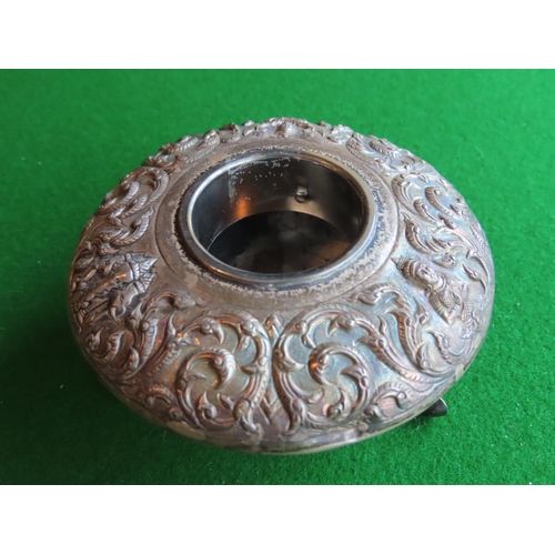 267 - Unusual Silver Circular Form Inkwell or Pin Dish Approximately 5 Inches Diameter