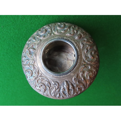 267 - Unusual Silver Circular Form Inkwell or Pin Dish Approximately 5 Inches Diameter