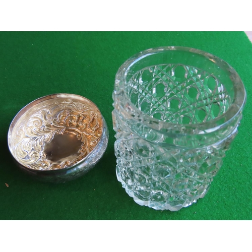 270 - Solid Silver Mounted Hobnail Cut Crystal Powder Jar Circular Form Approximately 5 Inches High Antiqu... 