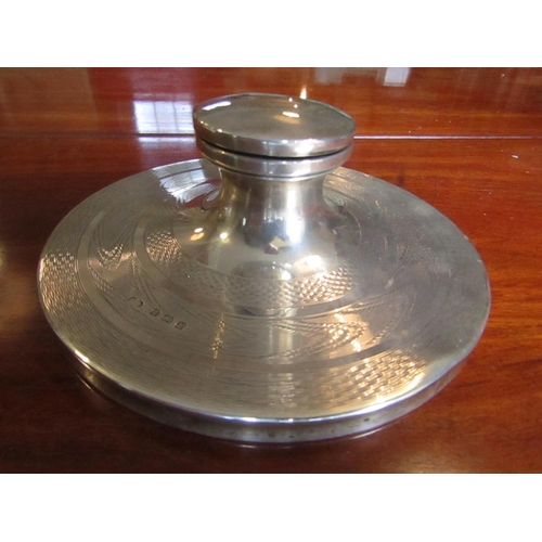 279 - Solid Silver Capstan Ink Well Edwardian with Engine Turned Decoration Hallmarked Approximately 5 Inc... 