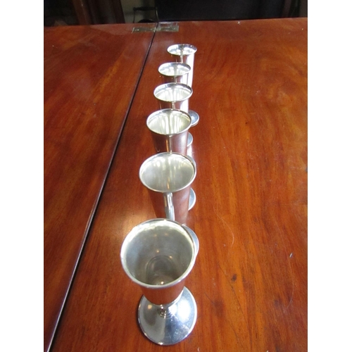 280 - Set of Six Solid Silver Tots of Tapering Cylindrical Form on Circular Pedestal Bases Each Approximat... 