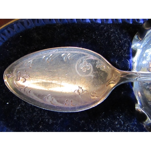 281 - Victorian Solid Silver Christening Set in Fitted Box with Silver Spoon and Silver Napkin Ring