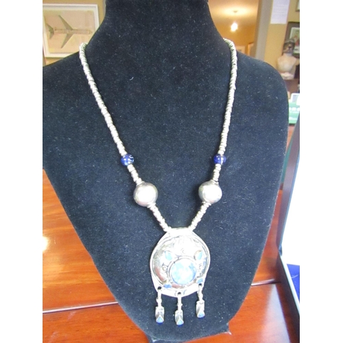 299 - Three Silver Mounted Ladies Necklaces Lapis Lazuli and Gemstone