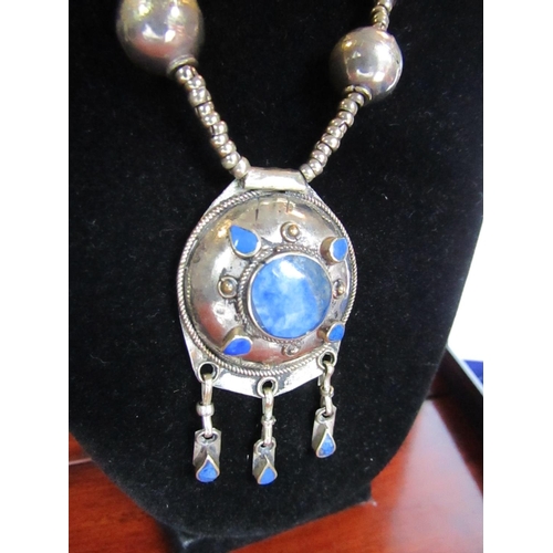 299 - Three Silver Mounted Ladies Necklaces Lapis Lazuli and Gemstone