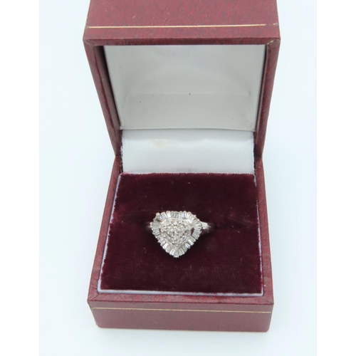 304 - Diamond Cluster Ring Heart Motif with Undulating Surround Mounted on 18 Carat Gold