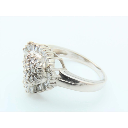 304 - Diamond Cluster Ring Heart Motif with Undulating Surround Mounted on 18 Carat Gold