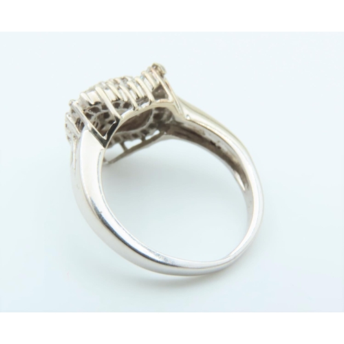 304 - Diamond Cluster Ring Heart Motif with Undulating Surround Mounted on 18 Carat Gold