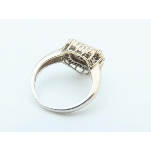 304 - Diamond Cluster Ring Heart Motif with Undulating Surround Mounted on 18 Carat Gold