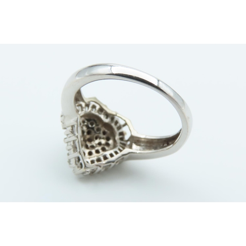 304 - Diamond Cluster Ring Heart Motif with Undulating Surround Mounted on 18 Carat Gold