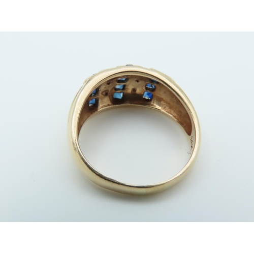 305 - Sapphire and Diamond Ladies Ring of Five Band Form Mounted on 14 Carat Yellow Gold Ring Size P and a... 