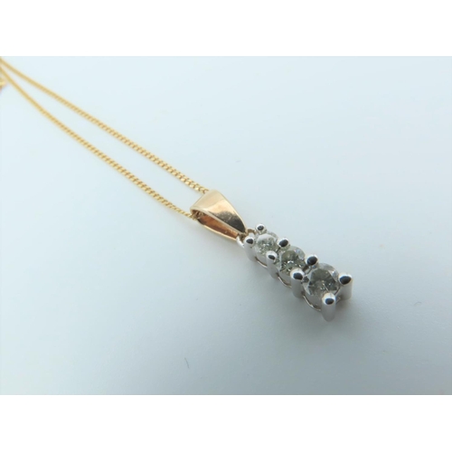 313 - Diamond Line Ladies Pendant Necklace with Chain Length Pendant Length 1.2cm, Length of Chain 45cm At... 