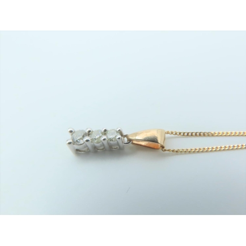 313 - Diamond Line Ladies Pendant Necklace with Chain Length Pendant Length 1.2cm, Length of Chain 45cm At... 