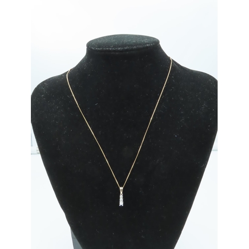 313 - Diamond Line Ladies Pendant Necklace with Chain Length Pendant Length 1.2cm, Length of Chain 45cm At... 