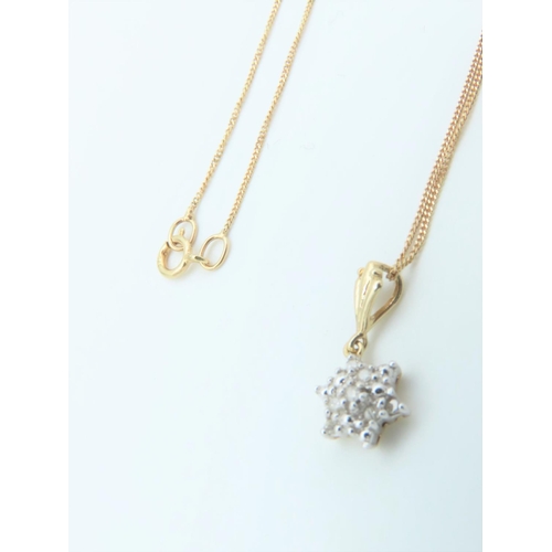 314 - Ladies 9 Carat Gold Pendant Necklace of Cluster Form Chain and Mount 9 Carat Gold Length of Pendant ... 