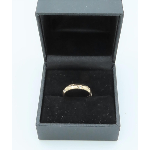 315 - 9 Carat Gold Diamond Set Band Ring Size M and a Half