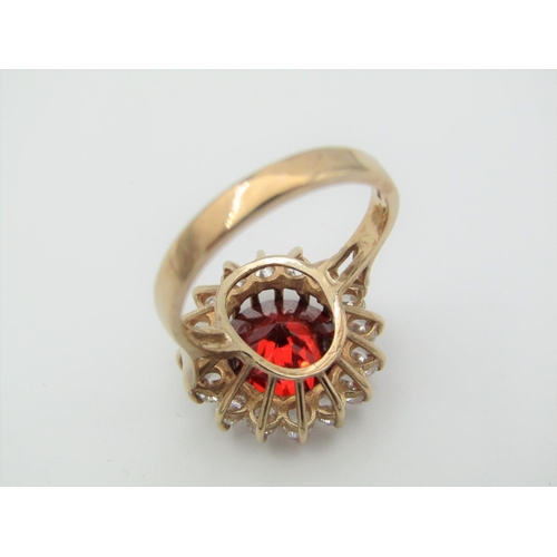 319 - 9 Carat Gold Set Ladies Dress Ring Red Paste and Colourless Paste Surround Attractive Colours Vintag... 