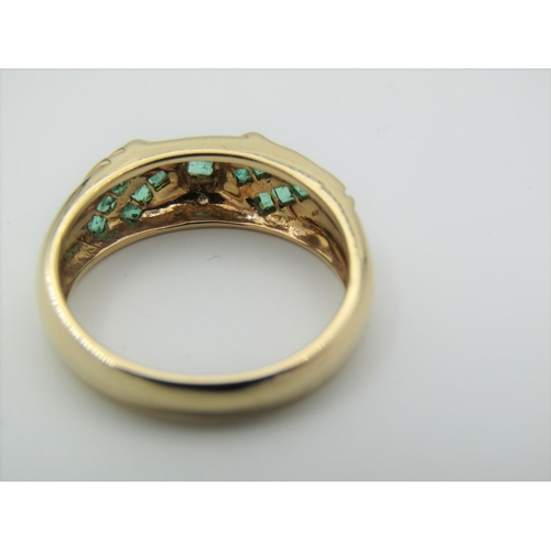 324 - 18 Carat Gold Emerald and Single Cut Diamond Ring Vintage Size N