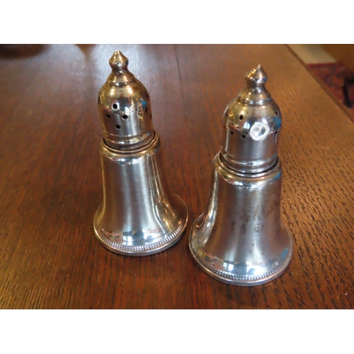 327 - Pair of Solid Silver Pedestal Form Salt and Peppers Each Approximately 4 Inches High