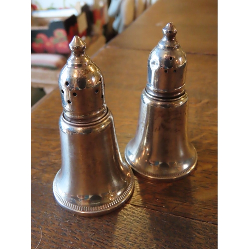 327 - Pair of Solid Silver Pedestal Form Salt and Peppers Each Approximately 4 Inches High