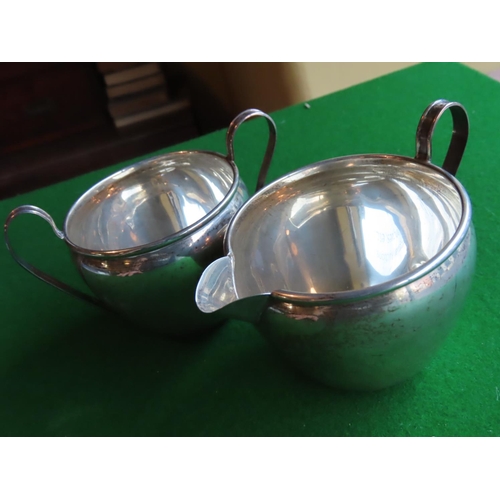 329 - Matching Pair Solid Silver Sugar Bowl and Cream Jug Widest Approximately 4 Inches Diameter