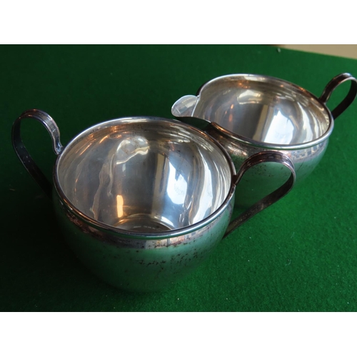 329 - Matching Pair Solid Silver Sugar Bowl and Cream Jug Widest Approximately 4 Inches Diameter