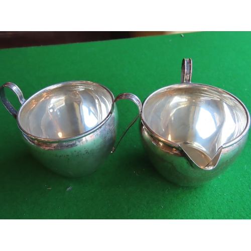 329 - Matching Pair Solid Silver Sugar Bowl and Cream Jug Widest Approximately 4 Inches Diameter