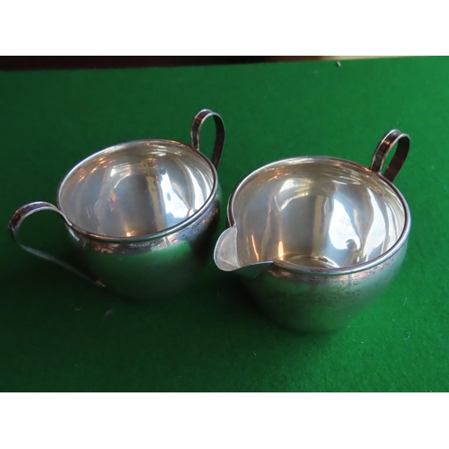 329 - Matching Pair Solid Silver Sugar Bowl and Cream Jug Widest Approximately 4 Inches Diameter