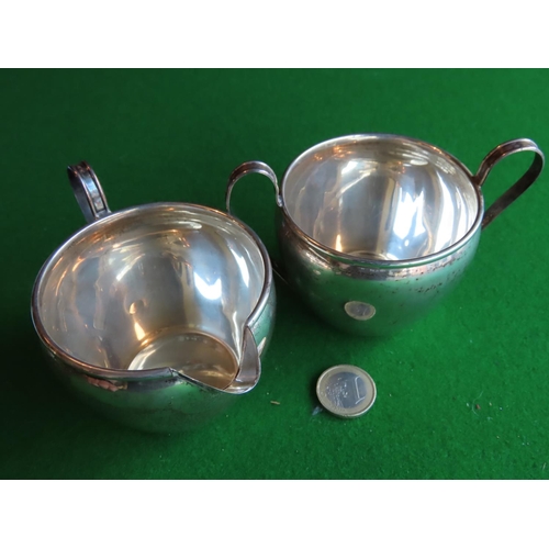 329 - Matching Pair Solid Silver Sugar Bowl and Cream Jug Widest Approximately 4 Inches Diameter