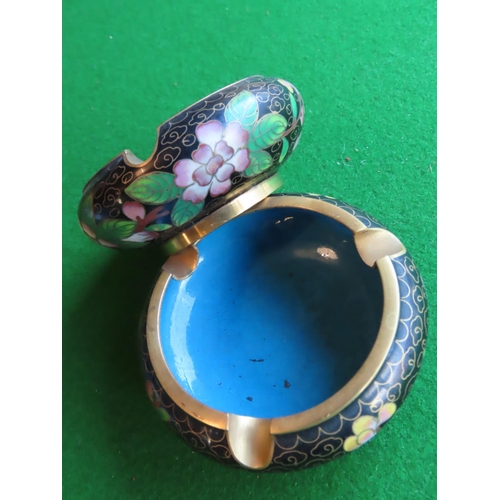 330 - Pair of Cloisonne Decorated Circular Form Ashtrays Each Approximately 5 Inches Diameter