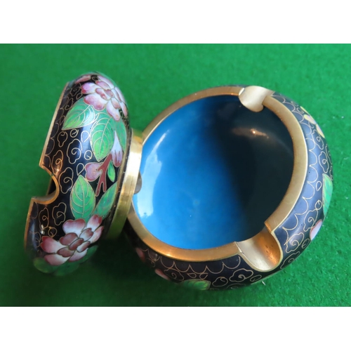 330 - Pair of Cloisonne Decorated Circular Form Ashtrays Each Approximately 5 Inches Diameter