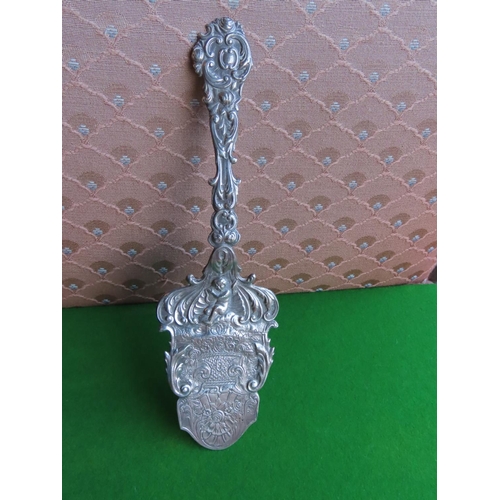 332 - Solid Silver Cherub Motif Decorated Cake Server Approximately 10 Inches Long