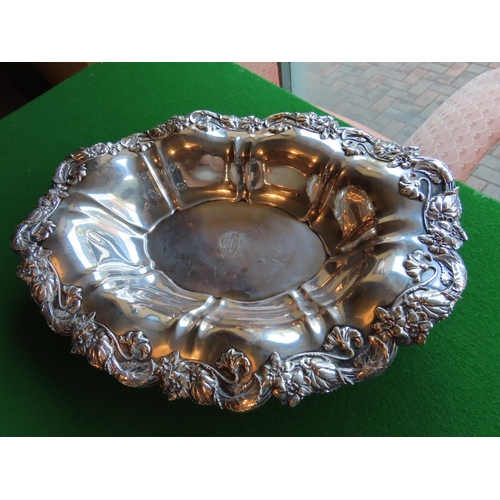 336 - Large Solid Silver Art Nouveau Breadbasket Approximately 12 Inches Wide