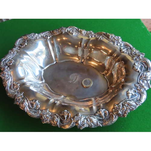 336 - Large Solid Silver Art Nouveau Breadbasket Approximately 12 Inches Wide