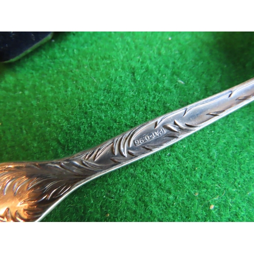 341 - Solid Silver Serving Spoon Shaped Form with Decorated Handle Approximately 9 Inches Long