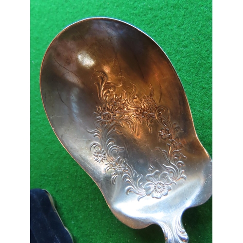 341 - Solid Silver Serving Spoon Shaped Form with Decorated Handle Approximately 9 Inches Long