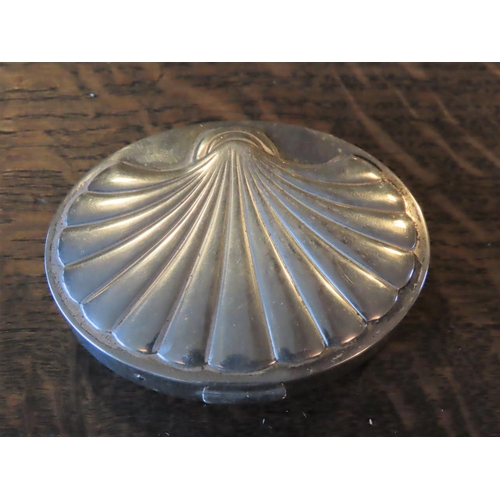 344 - Oval Form Shell Motif Decorated Silver Compact