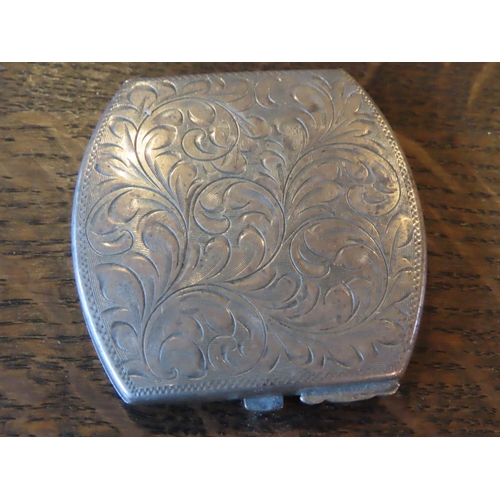 347 - Edwardian Solid Silver Compact Hinged Cover Mirror Contained within Engraved Front