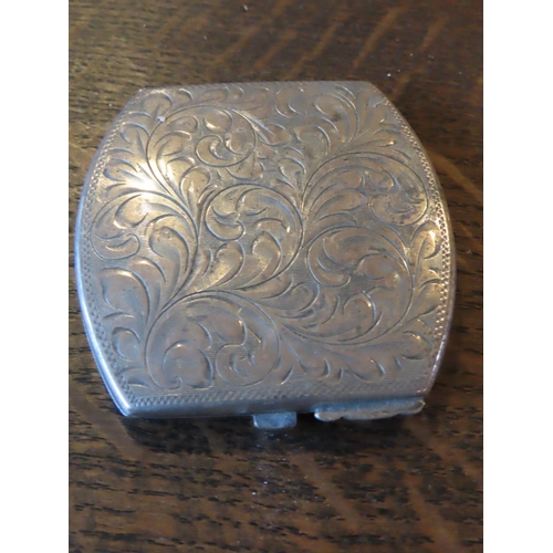 347 - Edwardian Solid Silver Compact Hinged Cover Mirror Contained within Engraved Front