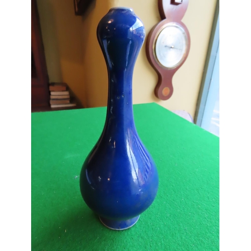 348 - Chinese Blue Ground Garlic Neck Vase Approximately 8 Inches High