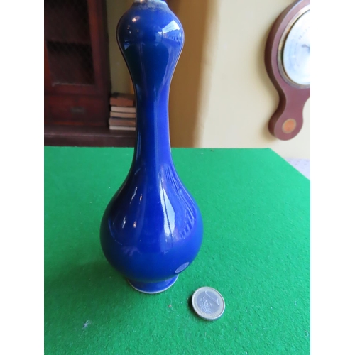 348 - Chinese Blue Ground Garlic Neck Vase Approximately 8 Inches High