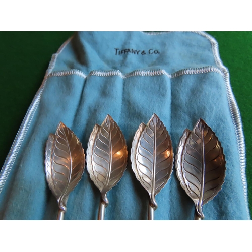 350 - Set of Four Solid Silver Tiffany Cocktail Stirrers with Original Tiffany Pouch