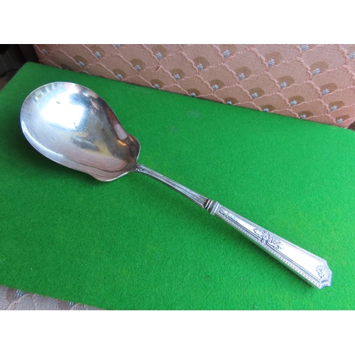 351 - Solid Silver Serving Spoon Approximately 11 Inches Long