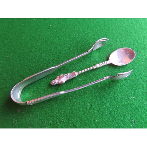 352 - Solid Silver Sugar Tongs with Apostle Spoon