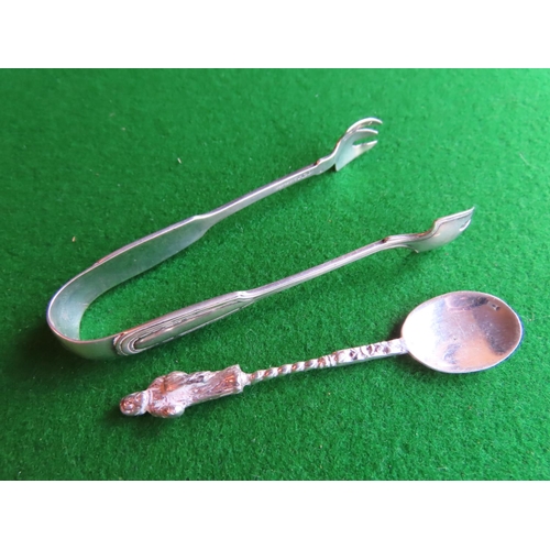 352 - Solid Silver Sugar Tongs with Apostle Spoon