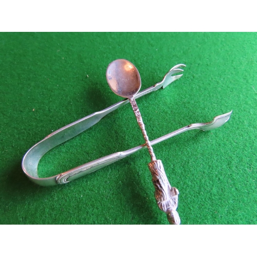 352 - Solid Silver Sugar Tongs with Apostle Spoon