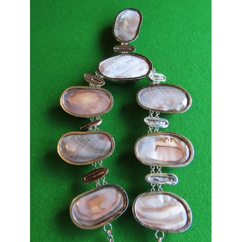 355 - Unusual Shell Mounted Ladies Necklace with Lacquer Decoration Vintage